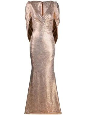 TALBOT RUNHOF Mirrorball Stretch Draped Gown Size 34/4 $1749